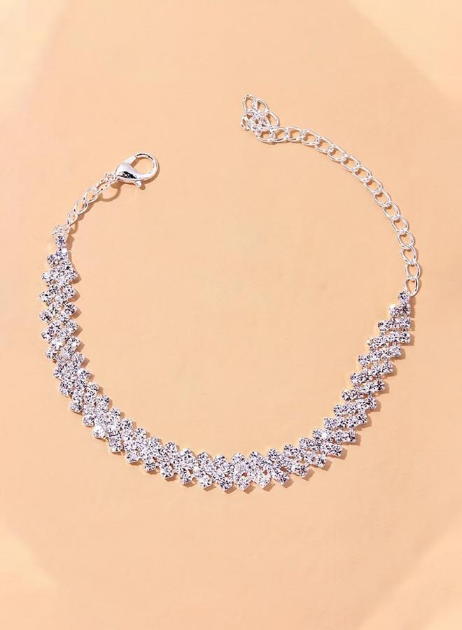 Take Two Women Silver Rhinestone Anklet - Image 1